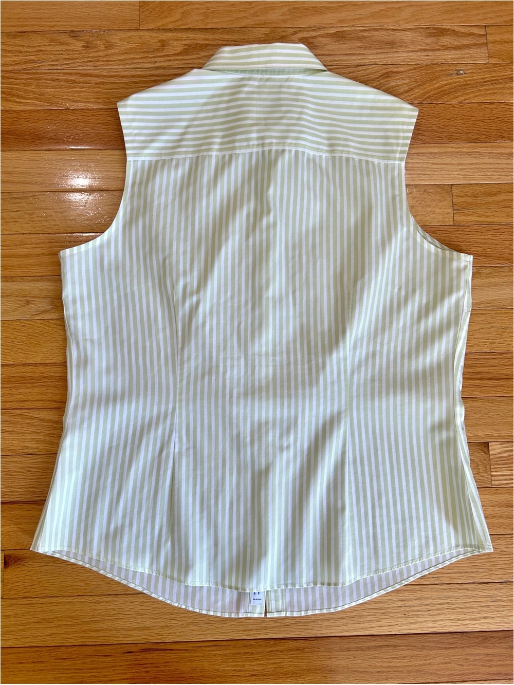 Brooks Brothers 346 Non Iron Sleeveless Button Down Shirt Green White Stripe 16 - Picture 11 of 13